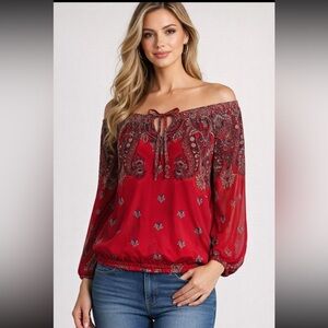International Concepts Women’s XL Off-Shoulder Blouse | Stretchy Bardot Top NWOT